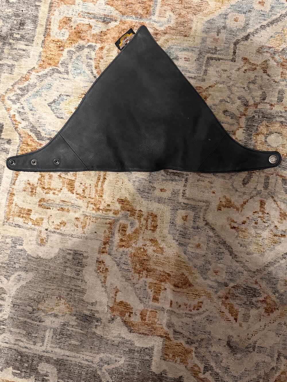 Vintage Harley Davidson Leather Face Mask Bandana Biker Adjustable Snap Black